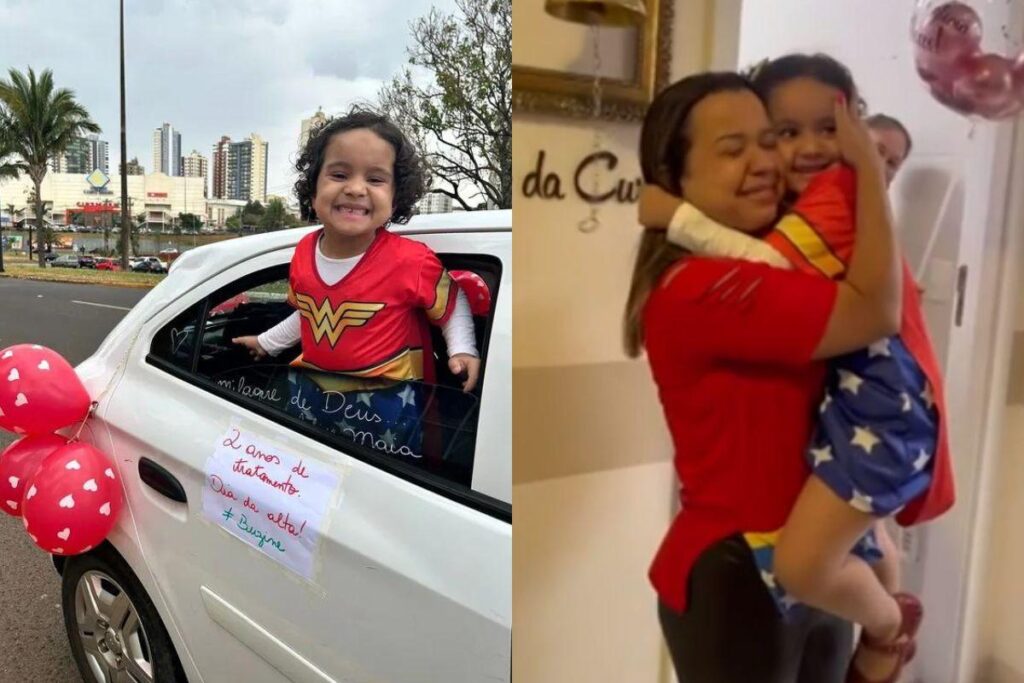 Alice Maia, de 5 anos, tocou o “sino da cura” após 2 anos tratando uma leucemia