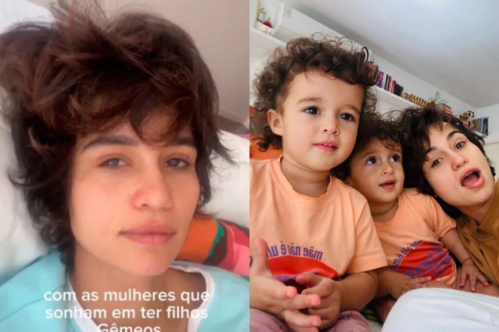 Nanda Costa com a esposa e as filhas