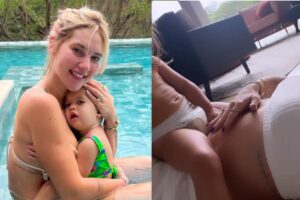 Maria Alice recebeu Virgínia em casa falando que tem um “bebezinho” na barriga da mãe