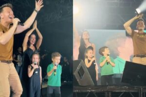 Michel Teló e Thais Fersoza com os filhos