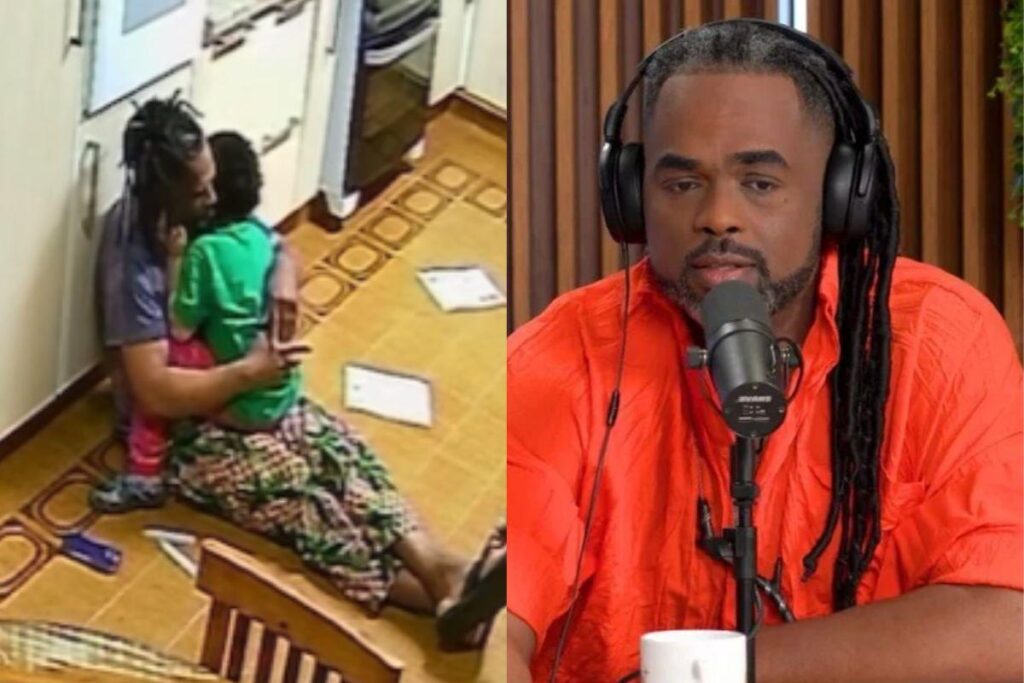 Manoel Soares apareceu acalmando o filho durante um vídeo