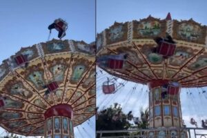 Uma professora foi arremessada enquanto brincava em um parque de Recife