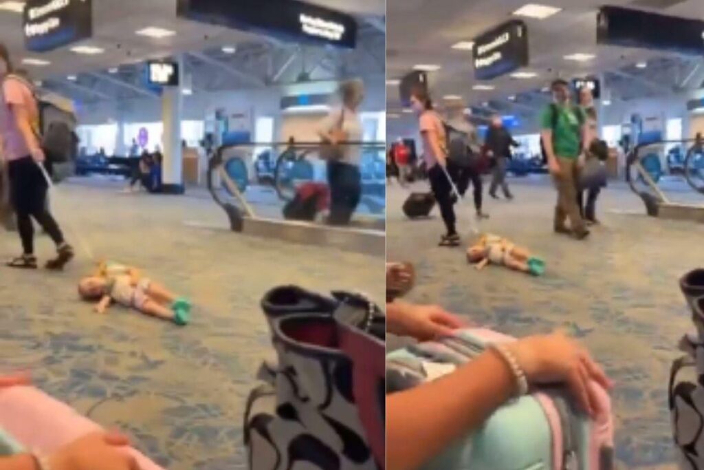 Mulher é alvo de criticas ao ser vista levando criança pela coleira em publico