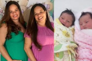 Irmãs teve filhos no mesmo dia