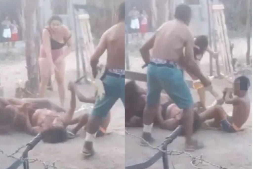 O menino segurou a mão da agressora