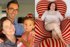 Cesar Tralli ao lado da mãe, Edna