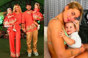 Virginia, Zé Felipe e Maria Alice no aniversário de Maria Flor