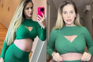 A modelo contou que as roupas já não servem mais