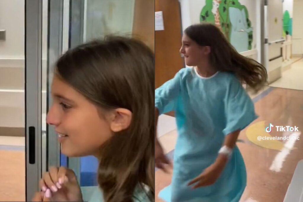 A criança estava nervosa por conta da cirurgia que iria realizar, que tiraria suas amígdalas e suas adenoides