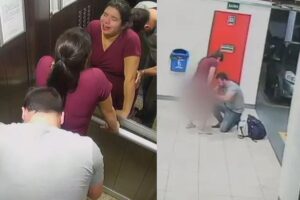 A mãe deu à luz após sair do elevador