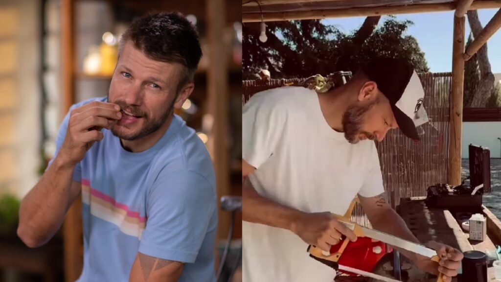 Rodrigo Hilbert mostrou como fez para aumentar o colchão do quarto no trailer