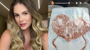 Bárbara Evans optou por fazer o desenho com o carimbo da placenta