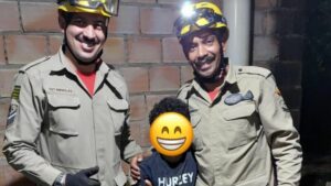 Criança é salva por corpo de bombeiros após ficar presa em máquina de lavar