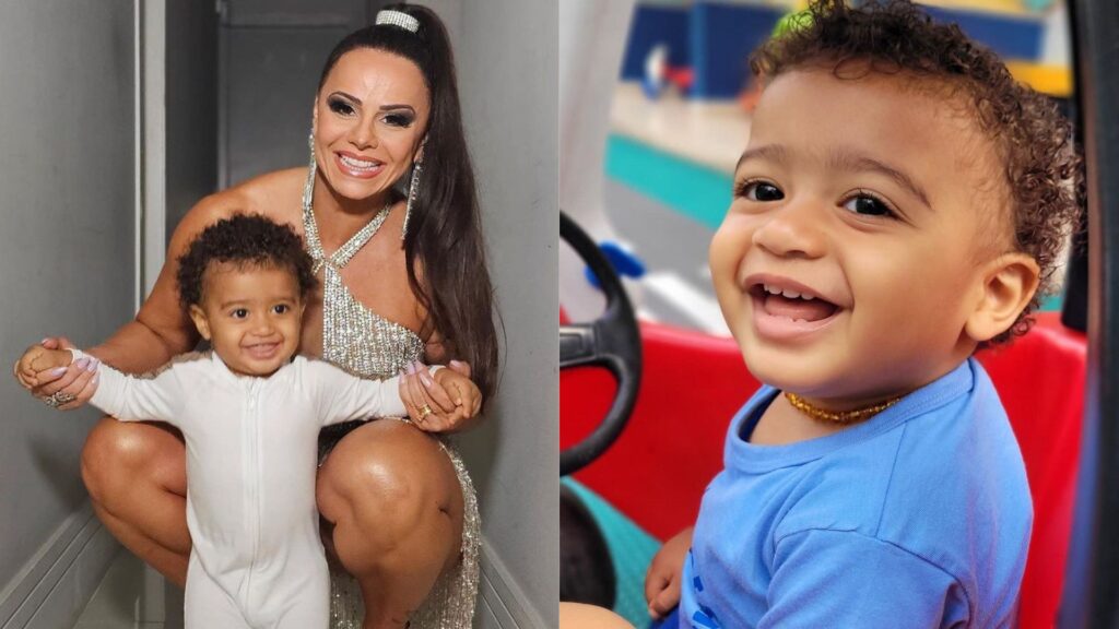Viviane Araujo e o filho Joaquim