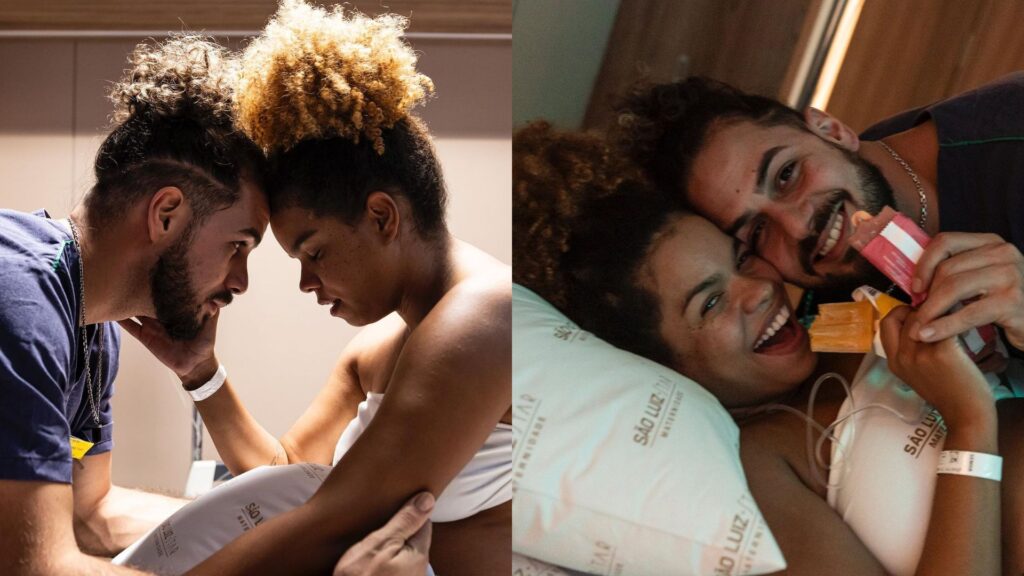 Jeniffer Nascimento exibe registros inéditos de trabalho de parto de Lara, sua 1ª filha e se declara para Jean Amorim, marido e pai da bebê