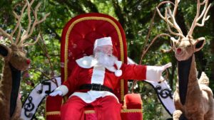 Papai Noel participa da Parada de Natal da Kopenhagen