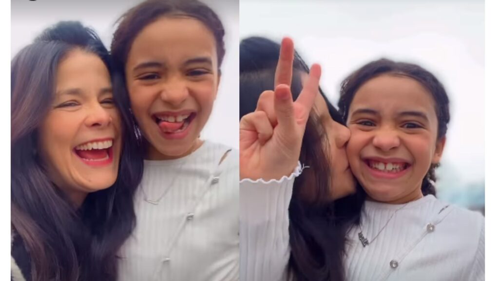 Filha caçula de Samara Felippo reencontra mãe após férias nos EUA com irmã