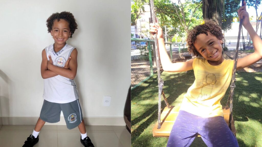 O menino de 6 anos de idade estava acompanhando o seu pai que trabalha como barraqueiro