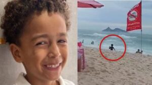 Edson Davi, de 6 anos, estava brincando na altura do Posto 4 na praia da Barra da Tijuca, no Rio de Janeiro, onde fica a barraca onde os pais trabalham