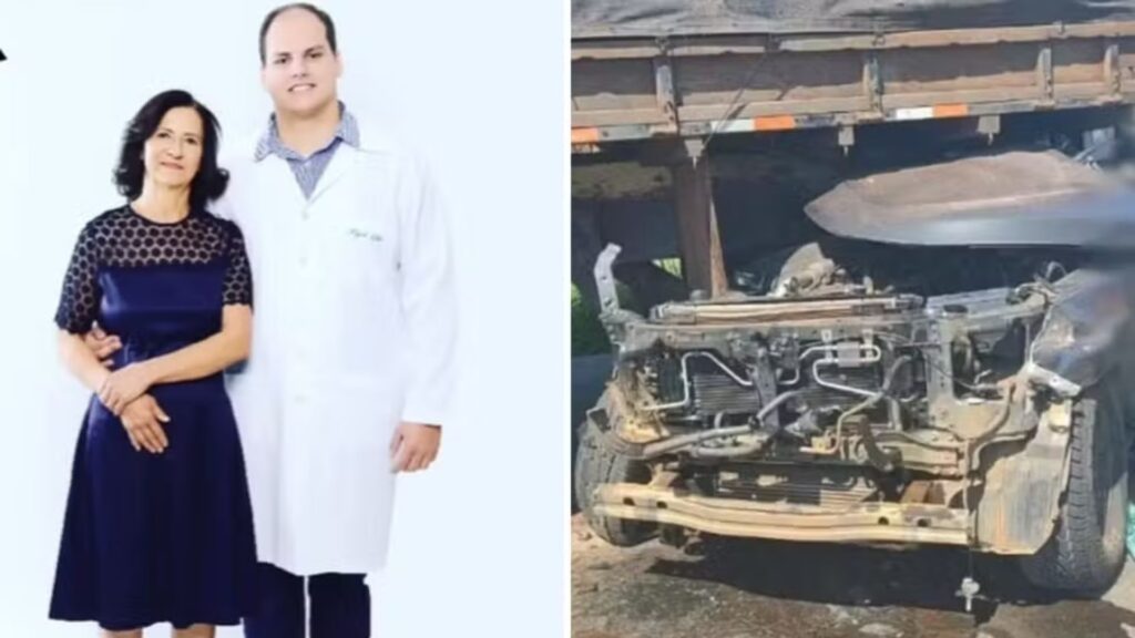 O carro bateu na traseira do caminhão