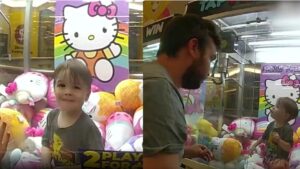 Menino fica preso dentro da máquina de bicho de pelúcia