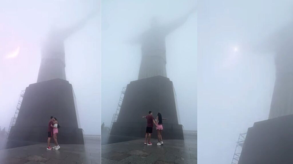 Vídeo filma Cristo Redentor sendo atingido por raio
