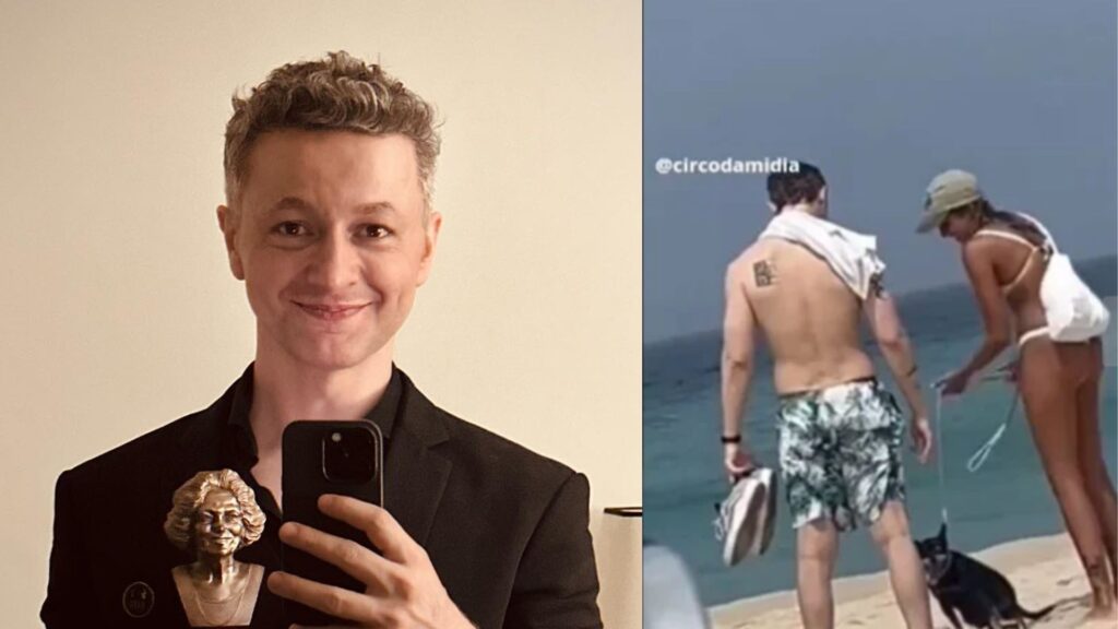 Lucas Lima curte dia de praia com mulher e seguidores apontam affair