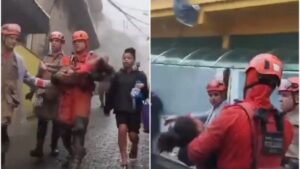 A menina foi salva pelo Corpo de Bombeiros