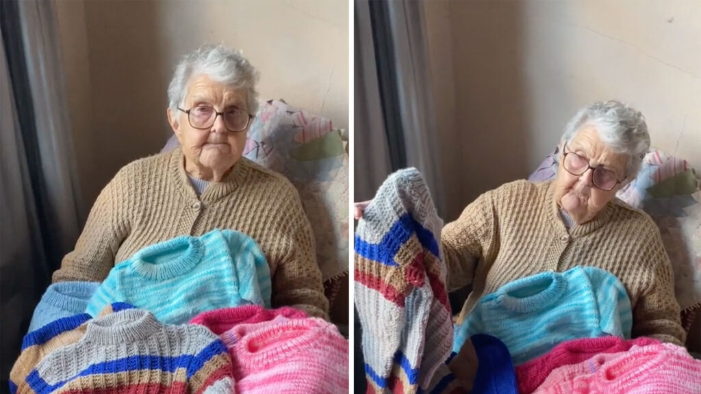 Idosa de 90 anos viraliza ao tricotar roupas para vítimas da tragédia do Rio Grande do Sul
