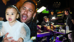 Neymar decidiu tatuar o nome da filha em sua amizade