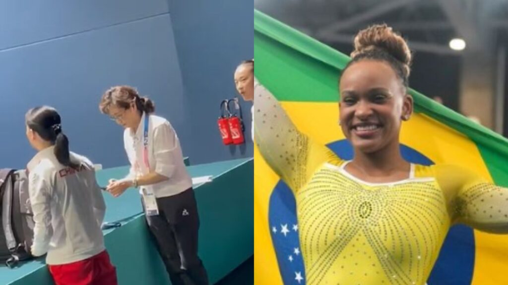 Árbitra chinesa é vista tirando foto com a medalha da China