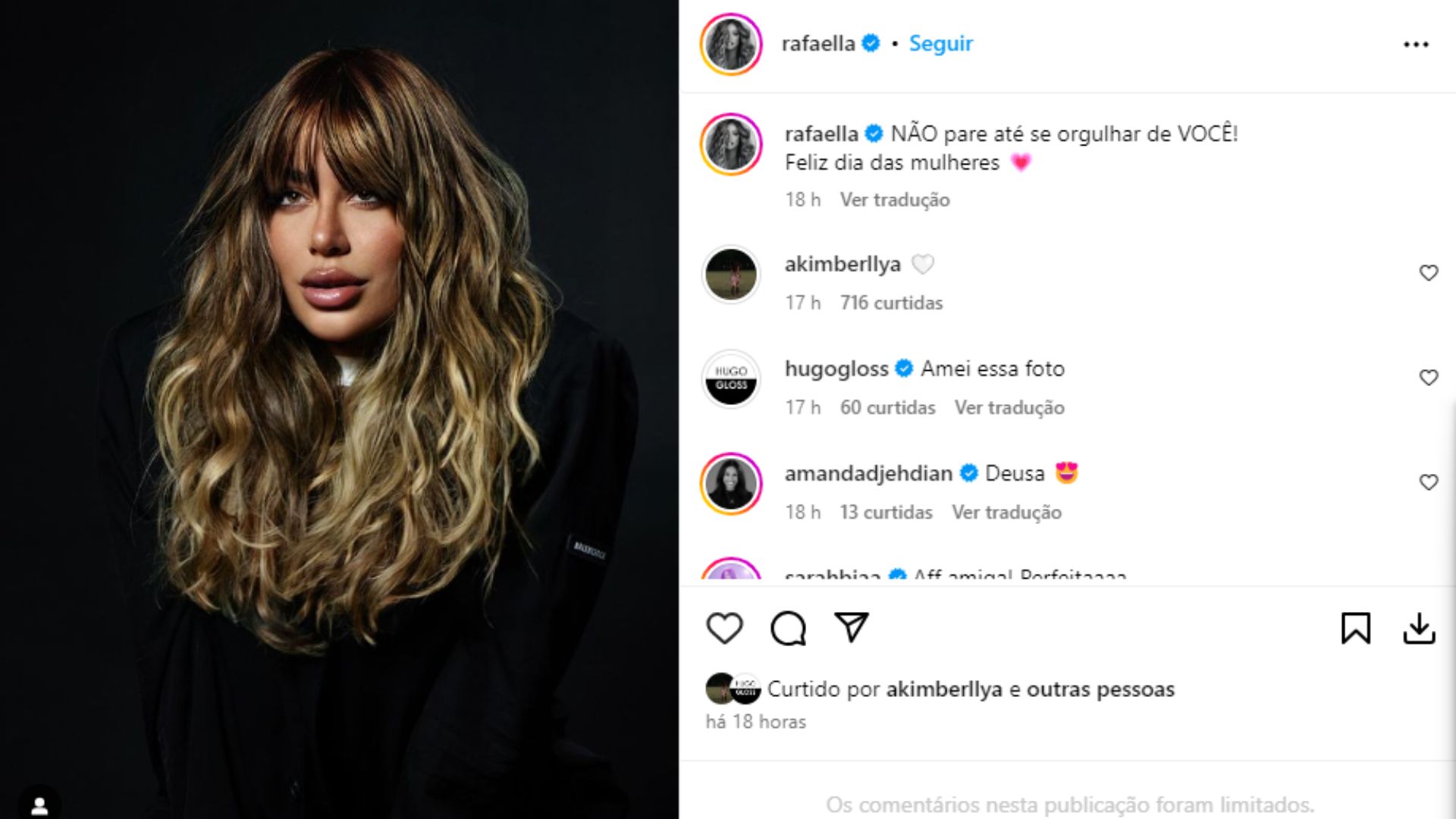 Modelo que &eacute; apontada como m&atilde;e do terceiro filho de Neymar reage ao post da irm&atilde; do atleta