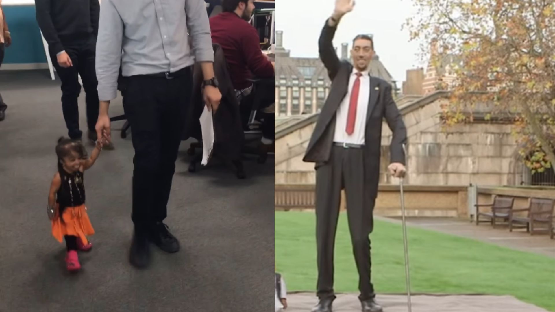 Mulher mais baixa do mundo e homem mais alto do mundo