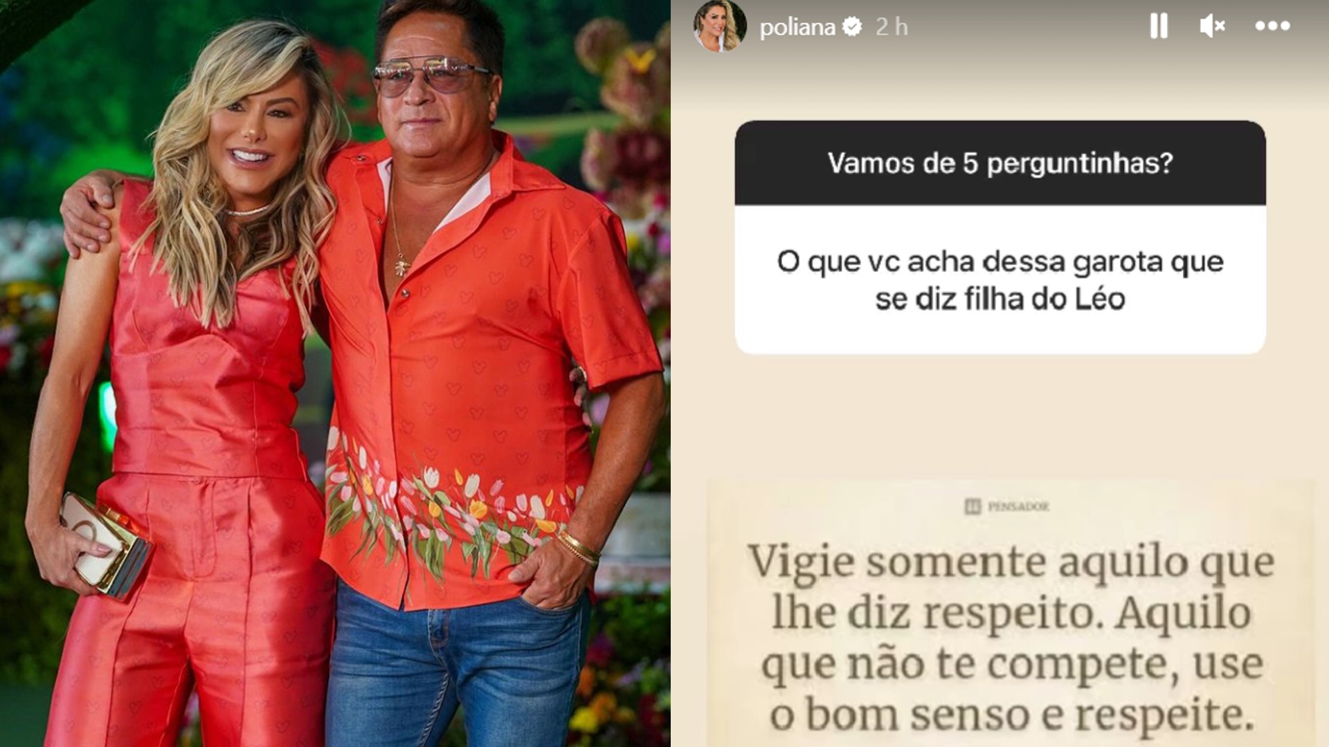 Esposa de Leonardo comenta em seus Stories sobre suposta filha do cantor