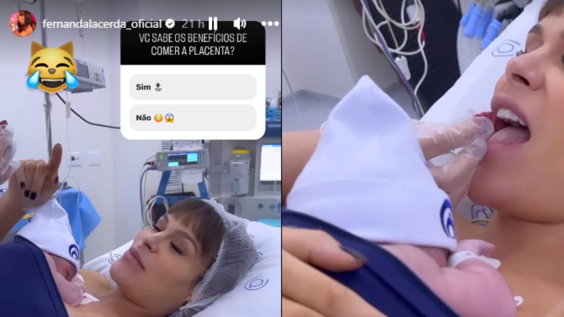 Fernanda Lacerda, Mendigata do P&acirc;nico, come placenta de primeiro filho, Gabriel