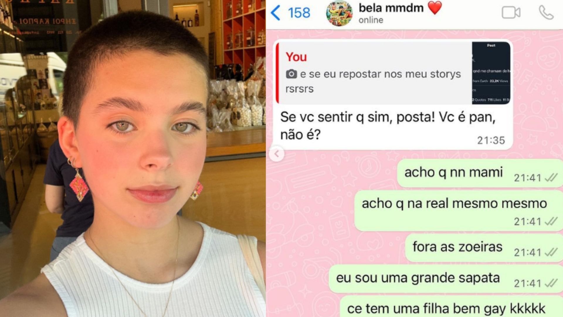 Print de uma conversa no whatsapp, onde filha se assume para m&atilde;e