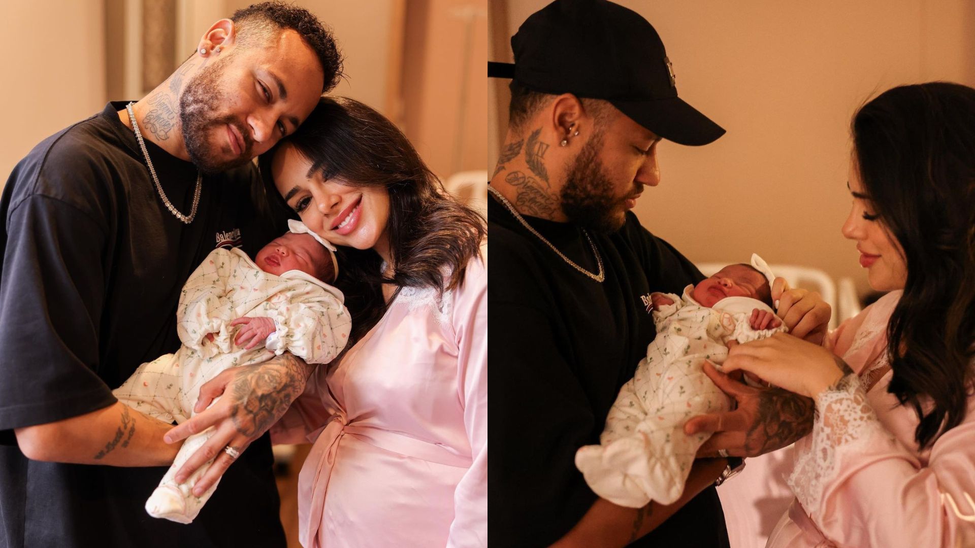 Neymar e Bruna Biancardi com a filha Mavie