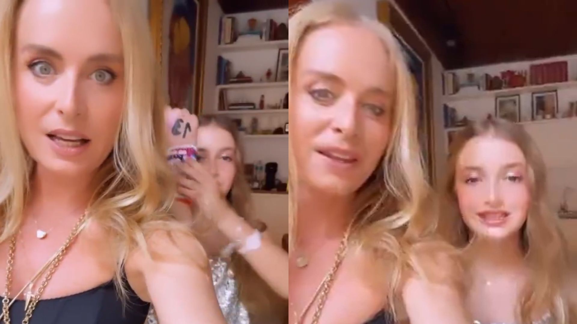 Apresentadora Angelica e a filha ca&ccedil;ula com Luciano Huck, Eva, indo para o show da Taylor Swift