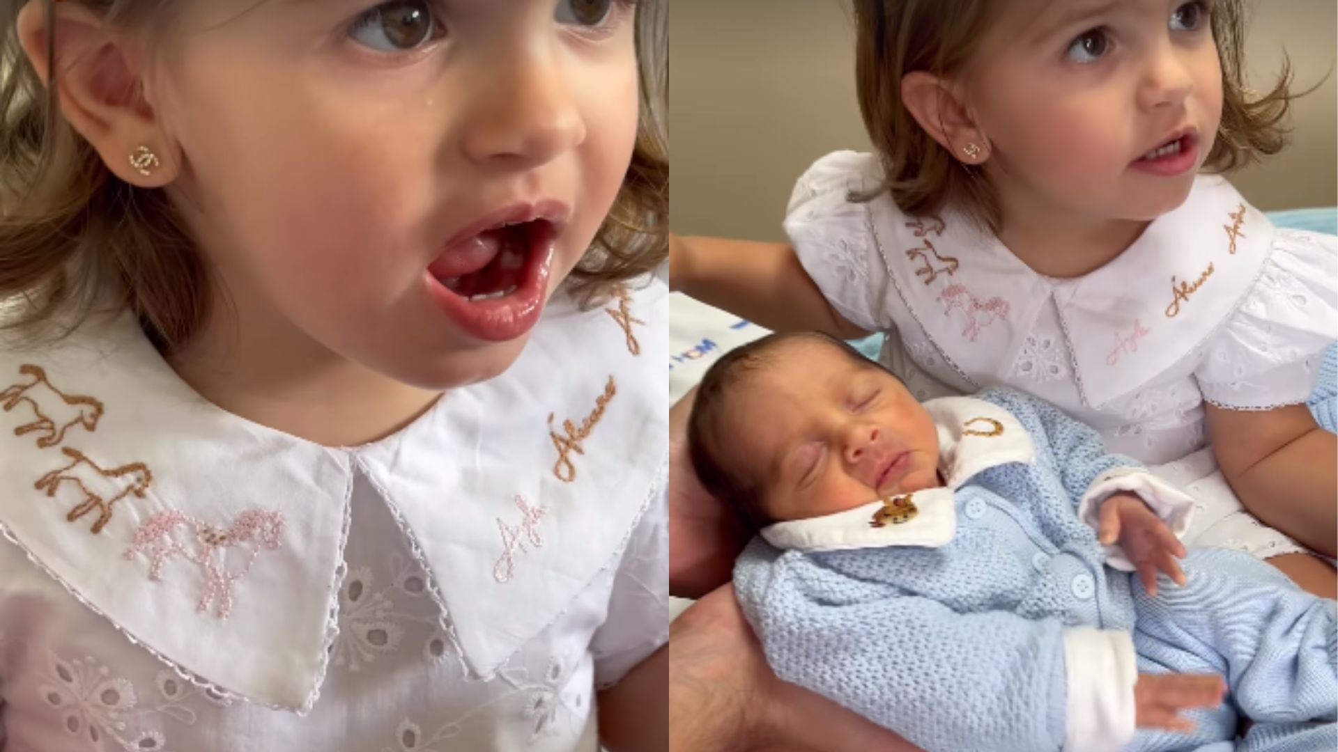 Ayla e irm&atilde;o rec&eacute;m-nascido, filhos de B&aacute;rbara Evans