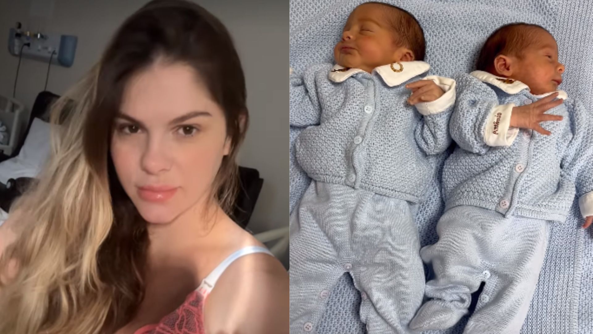 B&aacute;rbara Evans e os dois filhos g&ecirc;meos rec&eacute;m-nascidos &Aacute;lvaro e Ant&ocirc;nio