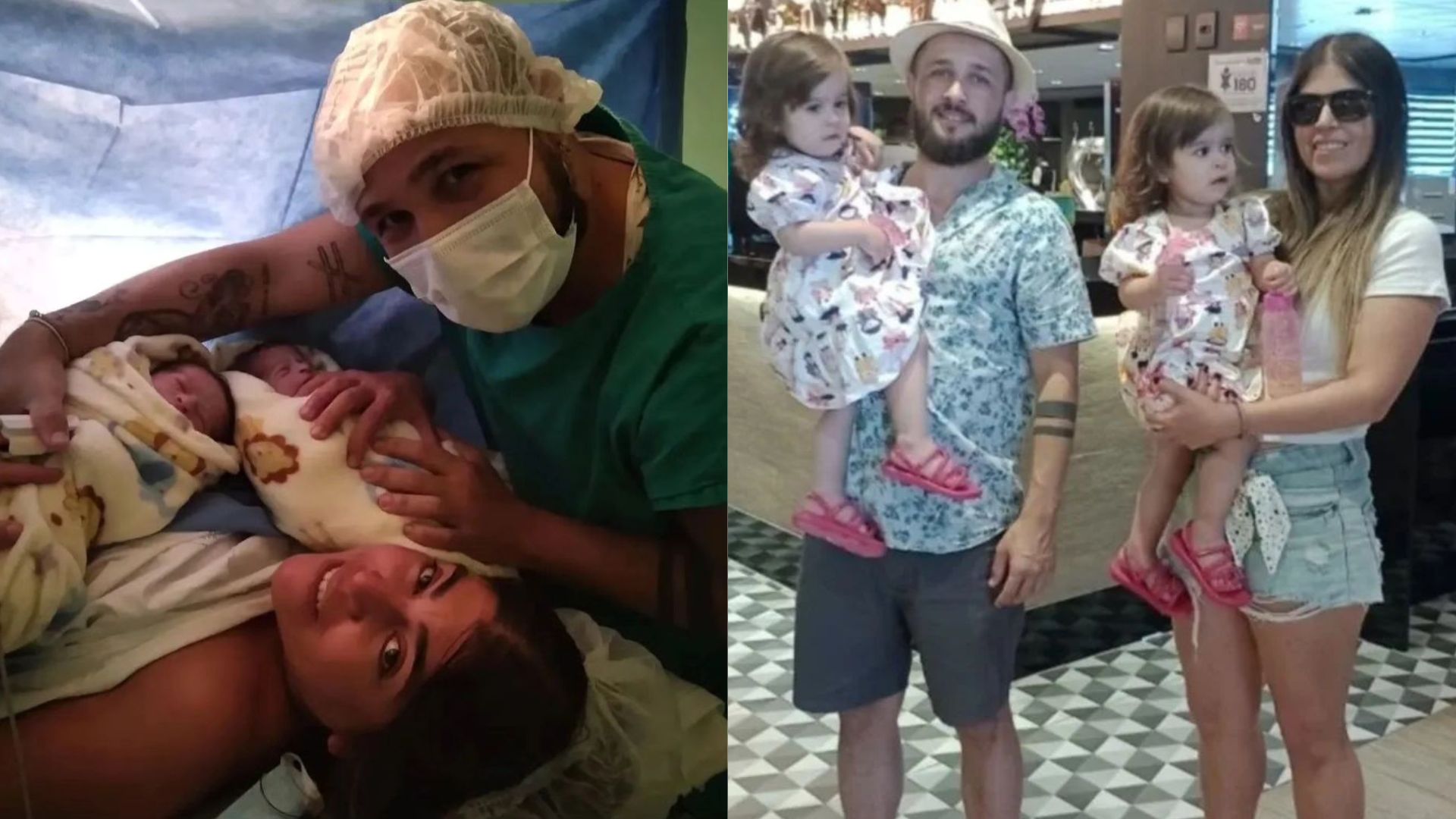 Raquel Pacheco, Bruna Surfistinha, Xico Santos e filhas gêmeas Maria e Elis