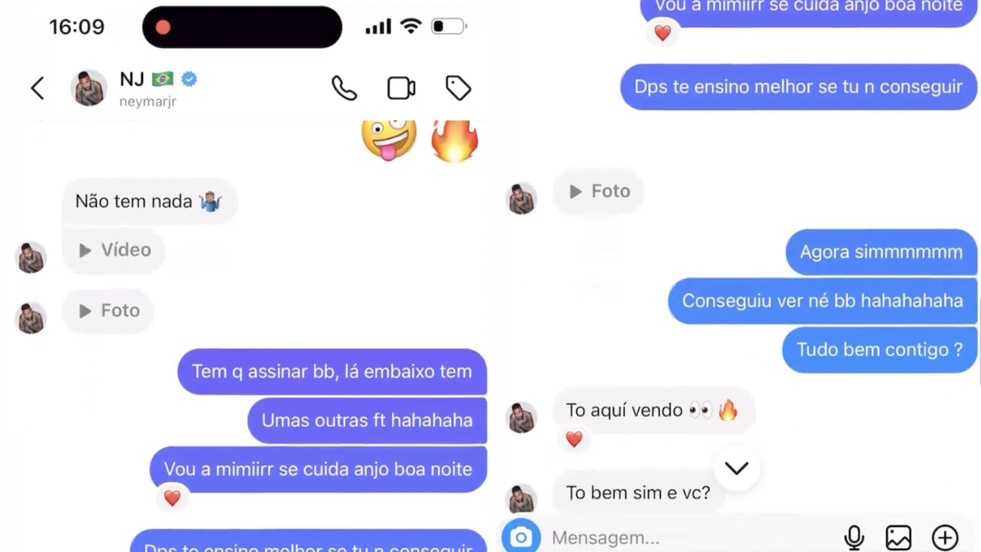 Print de conversa com Neymar vazada por modelo e criadora de conte&uacute;do adulto