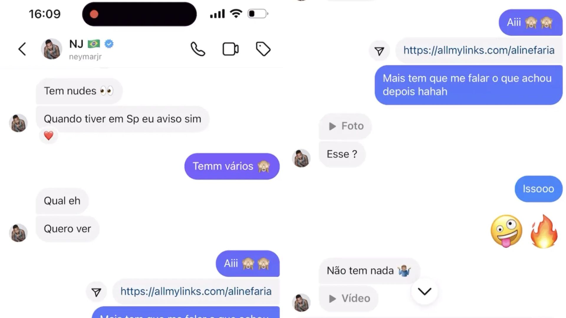 Print de conversa com Neymar vazada por modelo e criadora de conte&uacute;do digital