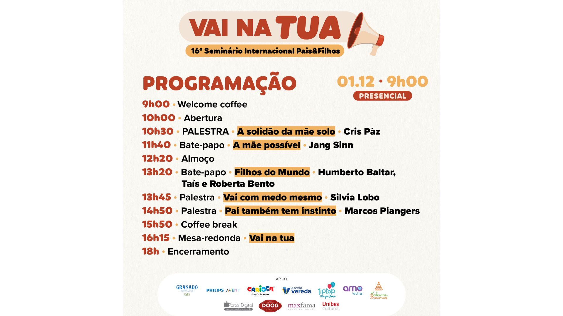 Programa&ccedil;&atilde;o do 16&ordm; Semin&aacute;rio Internacional Pais&Filhos