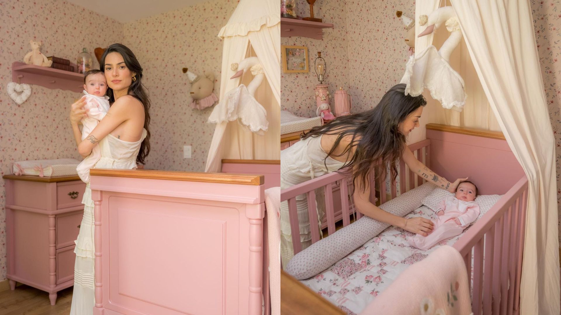 Atriz Thaila Ayala com a filha beb&ecirc; Tereza no colo