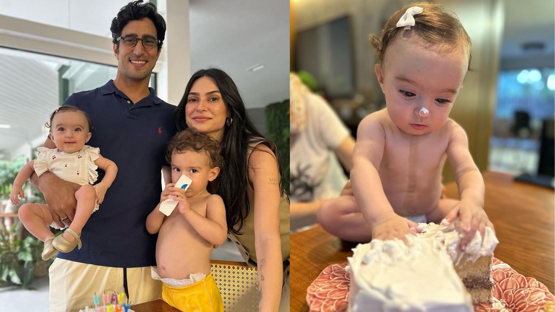 Fam&iacute;lia comemorando mesvers&aacute;rio da filha