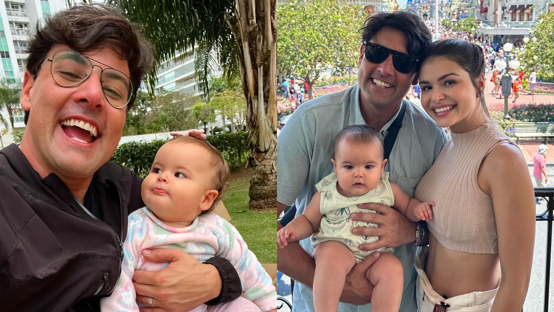 Bruno De Luca, a noiva Sthéfany Vidal, e a filha Aurora