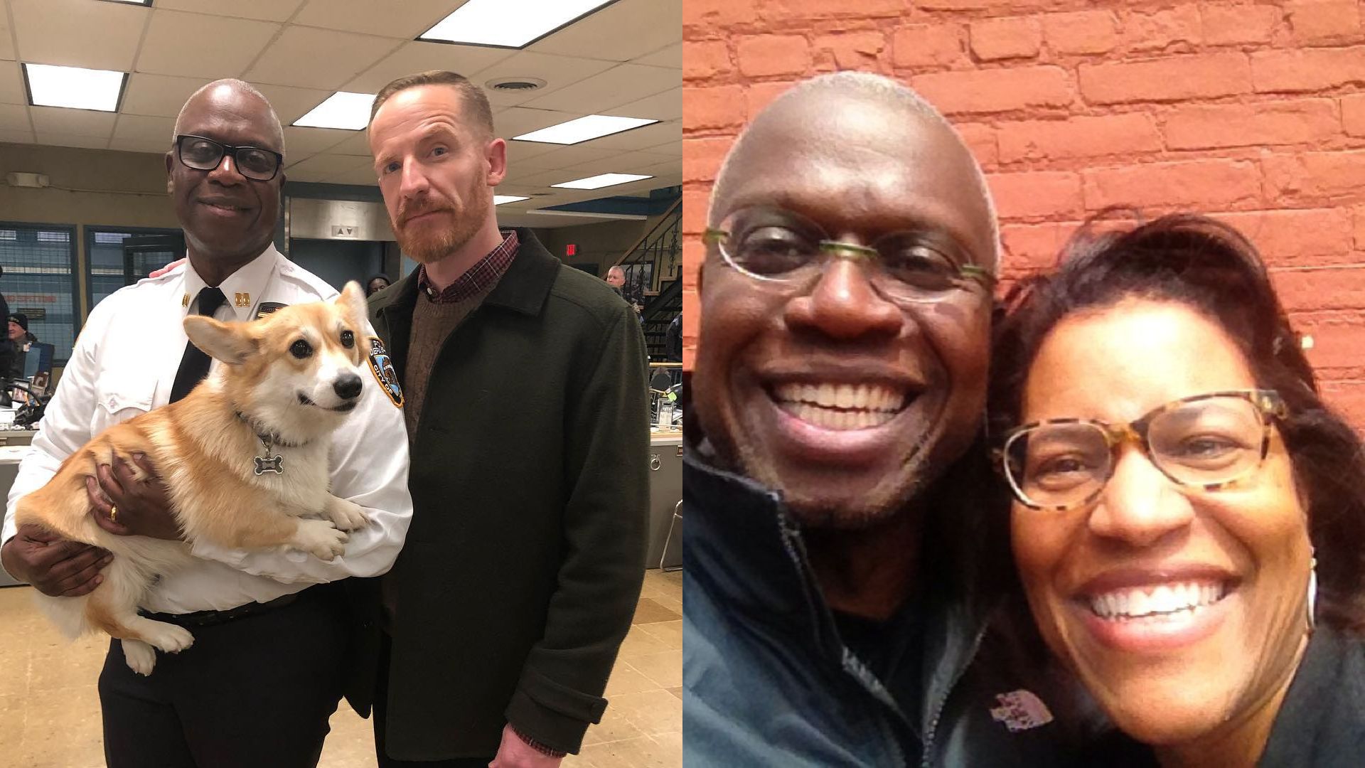 Andre Braugher como Capit&atilde;o Holt e ao lado da esposa Ami Brabson