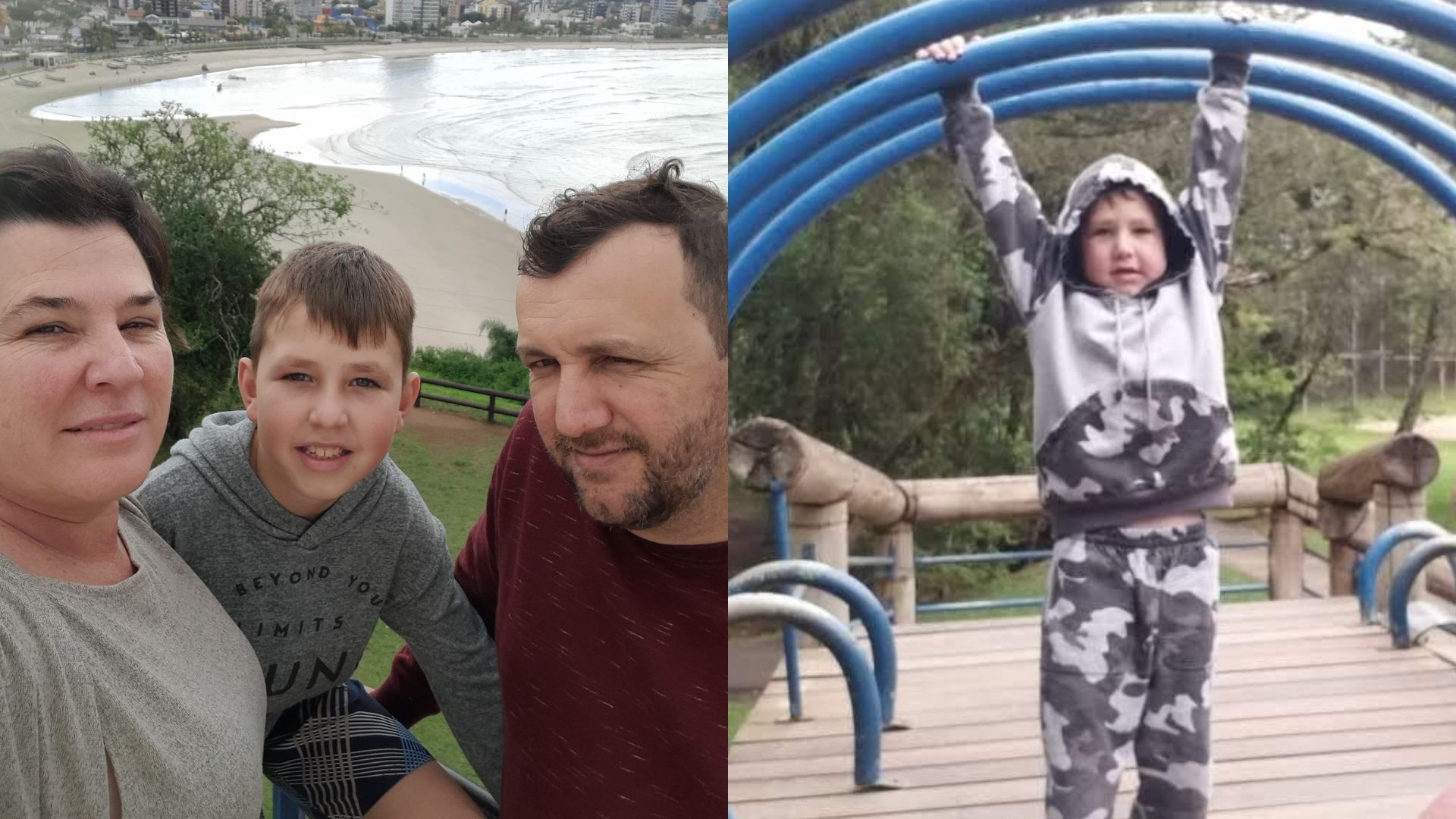 Augusto Bonato, a m&atilde;e e o pai, Lina e Handerson Bonato