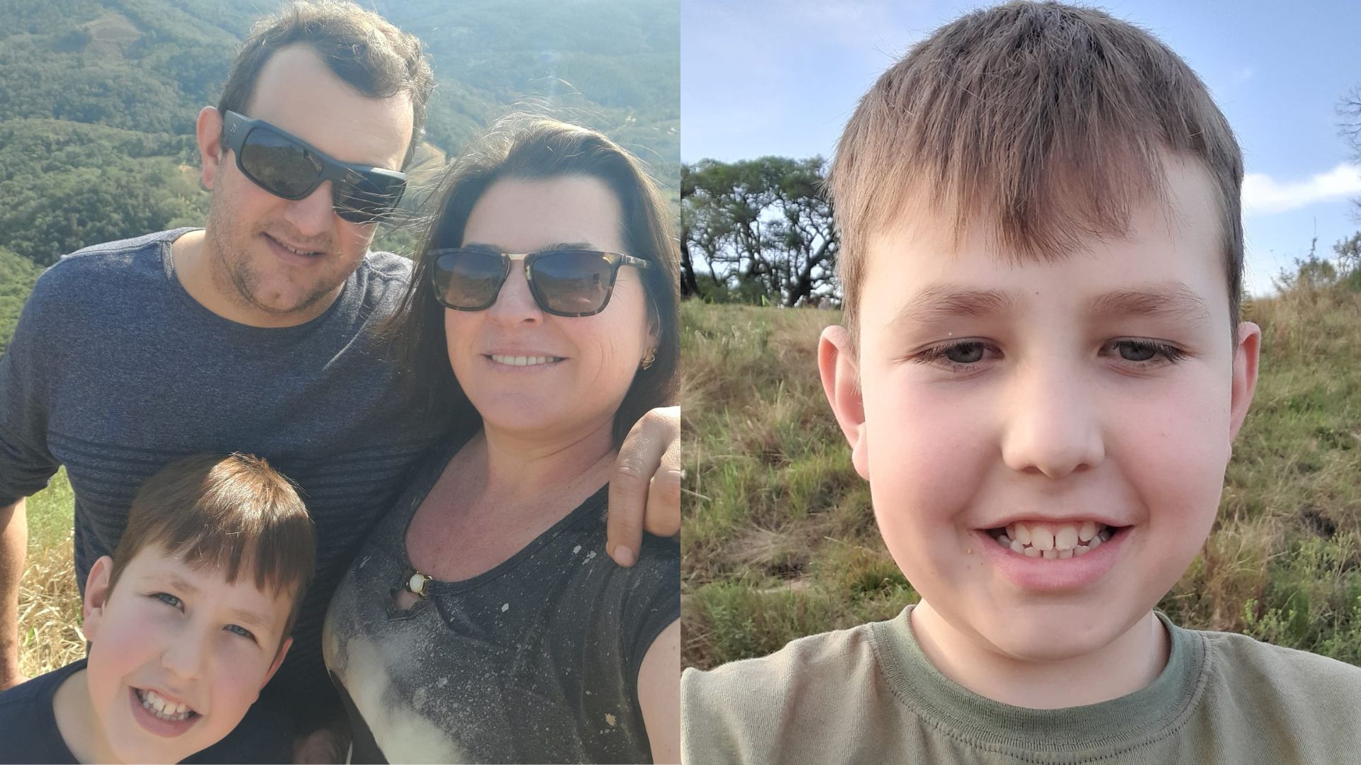 Augusto Bonato e os pais, Lina e Handerson